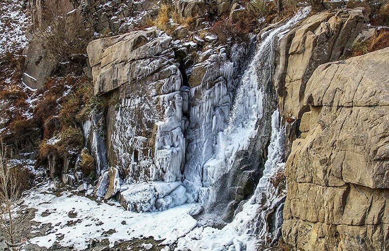 Ganjnameh Waterfall in Iran